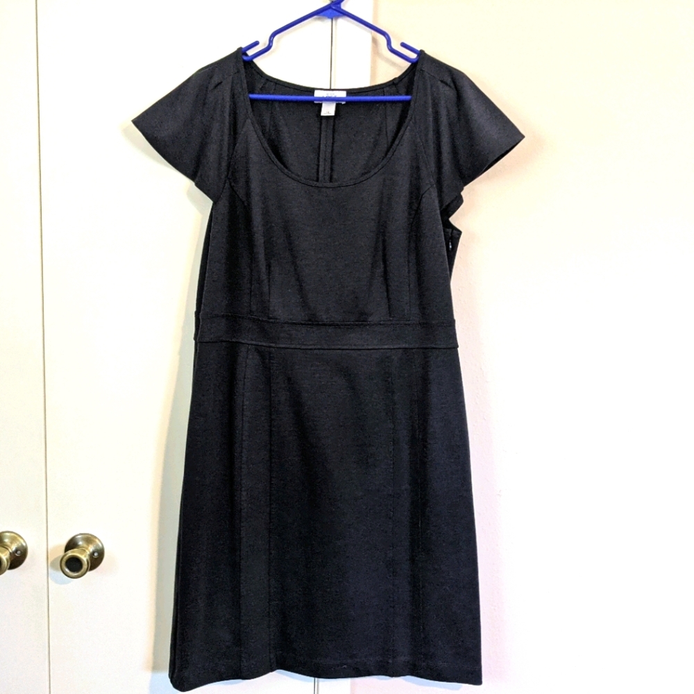 Loft flutter cap sleeve grey dress